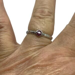 Sterling silver red gemstone solitaire ring